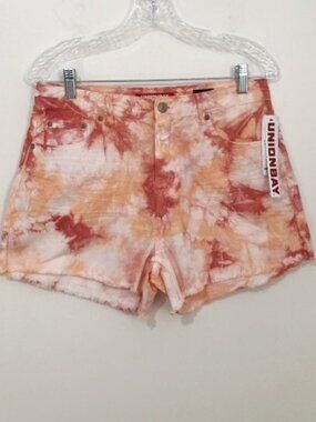 UNIONBAY High Rise Tie Dye Cut Off Denim Shorts